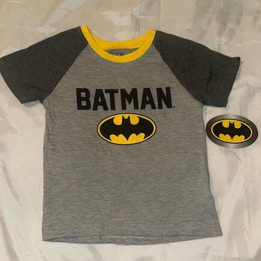 Batman Boys Graphic‎ Raglan T-Shirt Grey Yellow Size 4 NEW